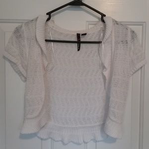 White Knitted Short Sleeved Cardigan